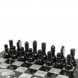 Шахматы с каменными фигурами мрамор гранит 44х44 см