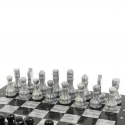 Шахматы с каменными фигурами мрамор гранит 44х44 см