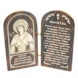 Икона складная "Семистрельная" арка средняя камень обсидиан