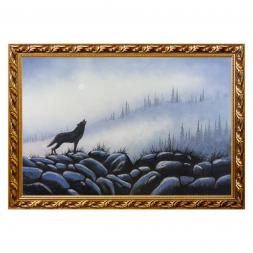 Картина "Волк" багет 46х66 см, каменная крошка
