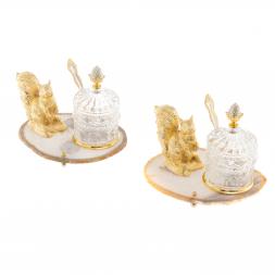 Медовница "Золотая белка" камень агат бронза Златоуст