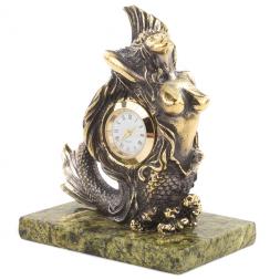 Часы "Русалочка" змеевик бронза