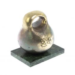 Статуэтка из бронзы "Гиря 24 кг" змеевик 8,5х6,5х8,5 см