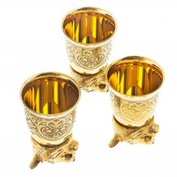 Стопки перевертыши "Тигр" 3 шт 60 мл бронза Златоуст