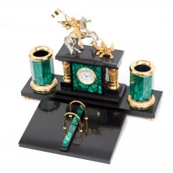 Настольный прибор "Георгий Победоносец" камень малахит