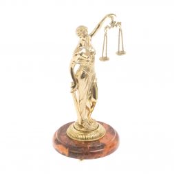 Бронзовая статуэтка "Фемида" на подставке из яшмы