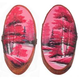 Картина на спиле дерева "Розовый закат" вертикальное 30-35 см рисунок из каменной крошки