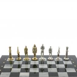 Шахматы "Великая Отечественная война" из серого мрамора доска 40х40 см