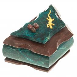Шкатулка камень змеевик, креноид 14х8х8 см