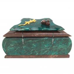 Шкатулка камень змеевик, креноид 14х8х8 см