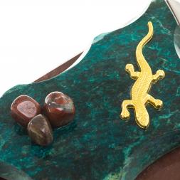 Шкатулка камень змеевик, креноид 14х8х8 см