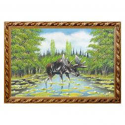 Картина "Лось" багет 46х66 см, каменная крошка