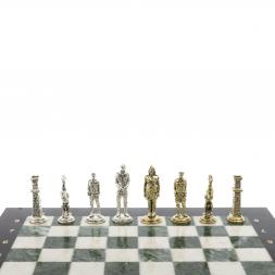 Шахматы "Великая Отечественная война" мрамор змеевик 40х40 см