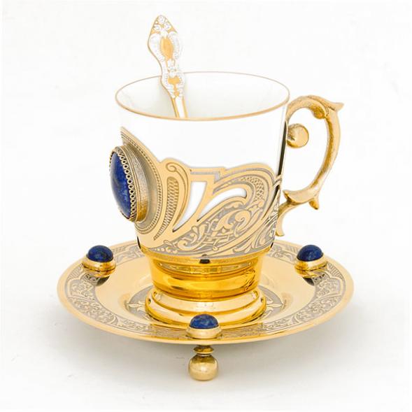 Кофейная пара &amp;quot;Лазуритовая&amp;quot; фарфор 170 мл Златоуст