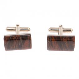 Запонки камень обсидиан прямоугольные