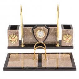 Письменный набор "Щит из бежевого мрамора