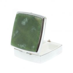 Таблетница на 2 отсека камень нефрит цвет серебро