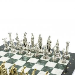 Шахматы &amp;quot;Олимпийские игры&amp;quot; доска 44х44 см из мрамора и змеевика