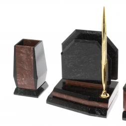 Настольный канцелярский набор "Куб" камень лемезит