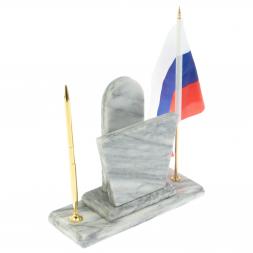 Настольный набор "Погон Полковник МВД" с часами мрамор