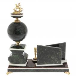 Письменный набор с визитницей &amp;quot;Георгий Победоносец&amp;quot; и змеевика и мрамора