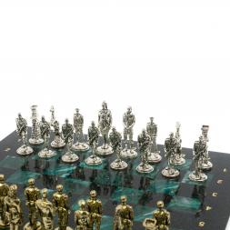 Шахматы "Великая Отечественная война" доска 40х40 см шабровский змеевик