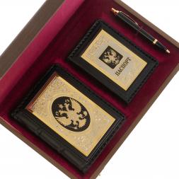 Подарочный набор "Держава" обложка для паспорта, ежедневник и ручка Parker