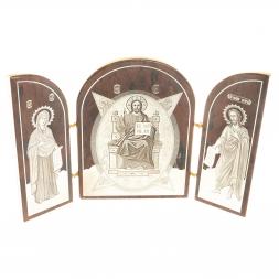 Икона складная "Святые" арка большая камень обсидиан