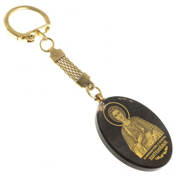 Брелок-оберег с молитвой &amp;quot;Св. великомученик Пантелеймон&amp;quot; камень обсидиан 123096