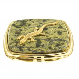 Зеркальце закругленное из змеевика прямая ящерица цвет золото