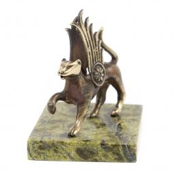 Статуэтка из бронзы "Ак барс" змеевик