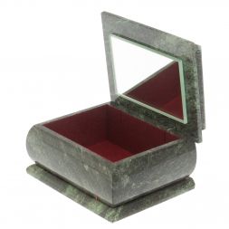 Шкатулка из шабровского змеевика с зеркалом 12х9,5х7 см