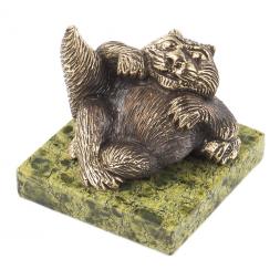 Статуэтка из бронзы и змеевика "Кот лежит"
