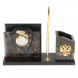 Настольная визитница "Щит" из конгломерата