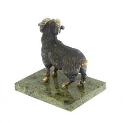 Статуэтка "Баран большой" из бронзы и змеевика 9х6,5х8,5 см