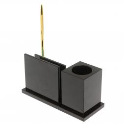 Мини-набор с часами из малахита 18х7х9 см