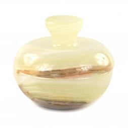 Каменная шкатулка из оникса "Яблоко" зелено-коричневая 6,5х6,5х5,5 см (3)