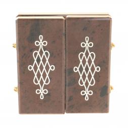 Икона складная триптих "Семистрельная БМ, Св. Николай, Св. Серафим" камень обсидиан