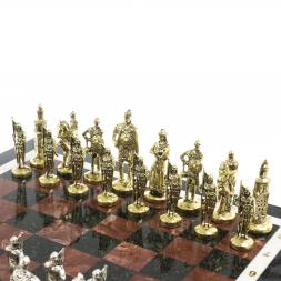 Шахматы "Русские витязи" доска 40х40 см лемезит каменные ножки
