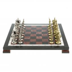Шахматы "Русские витязи" доска 40х40 см лемезит каменные ножки