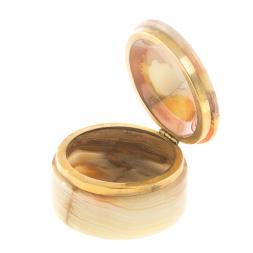 Шкатулка "Круглая" из оникса зелено-коричневая 7,6х5 см (3)