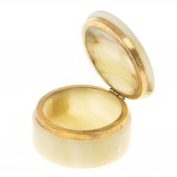 Шкатулка "Круглая" из оникса зелено-коричневая 7,6х5 см (3)