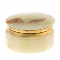 Шкатулка "Круглая" из оникса зелено-коричневая 7,6х5 см (3)