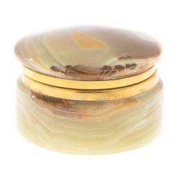 Шкатулка "Круглая" из оникса зелено-коричневая 7,6х5 см (3)