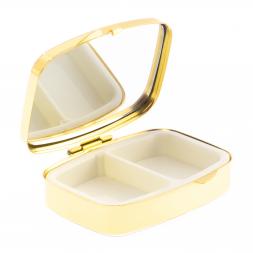 Таблетница на 2 отделения камень змеевик цвет золото