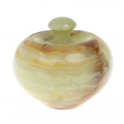 Шкатулка-яблоко из оникса 12х12х10,5 см (5)