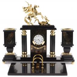 Письменный набор "Георгий Победоносец" камень офиокальцит