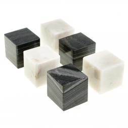 Камни для виски 6 кубиков микс белый и полосатый мрамор