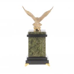 Настольные часы "Орел" камень змеевик