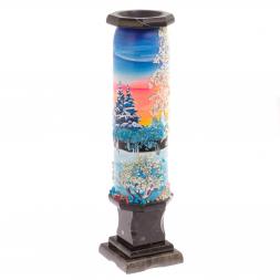 Каменная ваза "Зима" черный змеевик 8х8х29 см